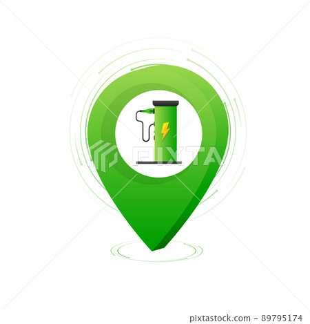 Pin charging in pin up style on green background. Alternative energy. Electric power Pin charging in pin up style on green background. Alternative energy. Electric power 89795174