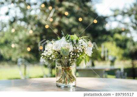 Beautiful decoration at the wedding on the table for guests 89795517