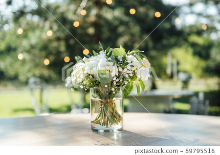 Beautiful decoration at the wedding on the table for guests Beautiful decoration at the wedding on the table for guests 89795518