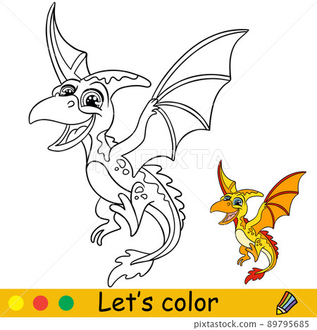 Cute pterodactyl cartoon Royalty Free Vector Image