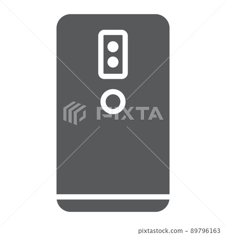 Dual camera smartphone glyph icon, technology and communication, mobile phone sign, vector graphics, a solid pattern on a white background, eps 10. 89796163