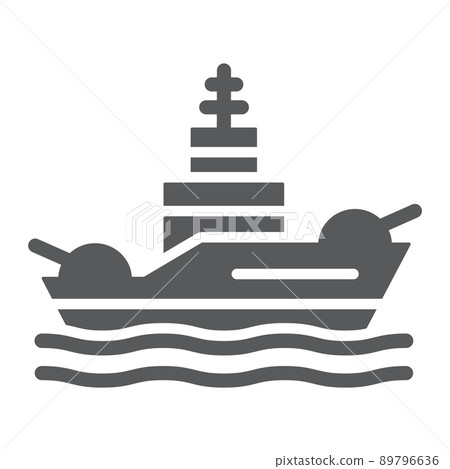 Battleship glyph icon, navy and army, warship sign, vector graphics, a solid pattern on a white background, eps 10. 89796636