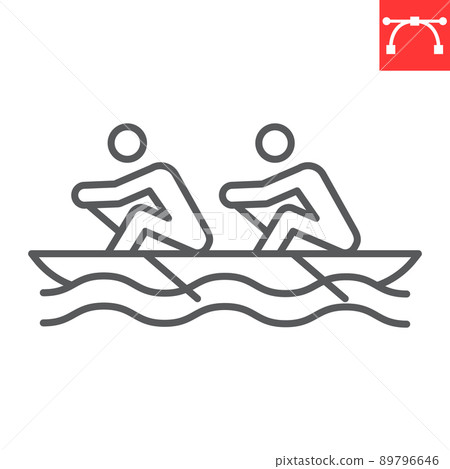 Rowing sport line icon, sport and kayaking, Rowing vector icon, vector graphics, editable stroke outline sign, eps 10. 89796646