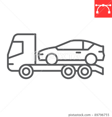 Car towing truck line icon, vehicle service and no parking, tow truck vector icon, vector graphics, editable stroke outline sign, eps 10. 89796755