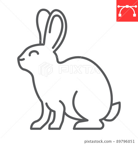 Rabbit line icon, hare and easter holiday, bunny vector icon, vector graphics, editable stroke outline sign, eps 10. 89796851