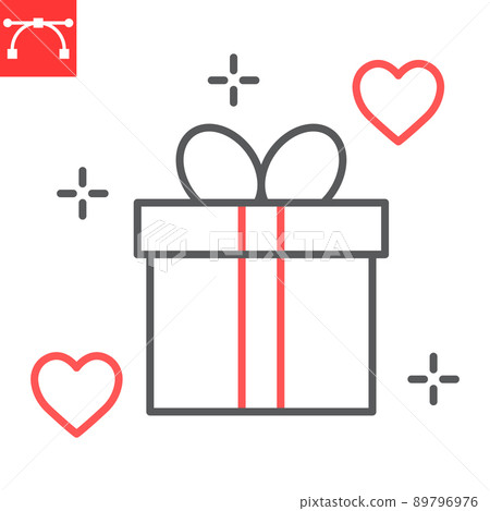 Gift box line icon, valentines day and love, gift vector icon, vector graphics, editable stroke outline sign, eps 10. 89796976