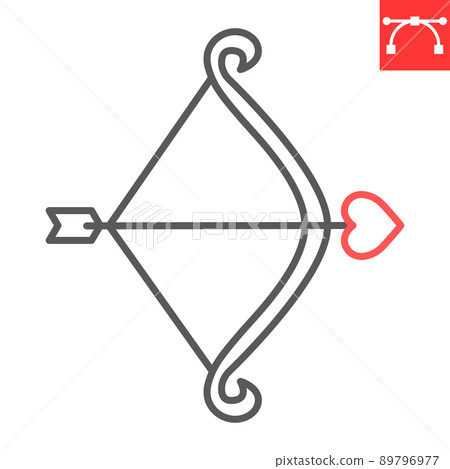 Cupid bow line icon, valentines day and love, cupid bow with arrow vector icon, vector graphics, editable stroke outline sign, eps 10. 89796977