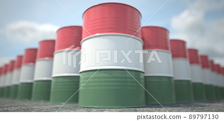 Many barrels with flag of Hungary. Oil or chemical industry supply related 3D rendering Many barrels with flag of Hungary. Oil or chemical industry supply related 3D rendering 89797130