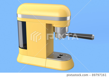 Espresso coffee machine with a horn on blue background. 89797161