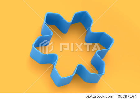 Metal cookie cutters for homemade Christmas biscuit on a yellow background. Metal cookie cutters for homemade Christmas biscuit on a yellow background. 89797164
