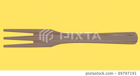 Wooden spoon or kitchen utensils on yellow background. 89797191