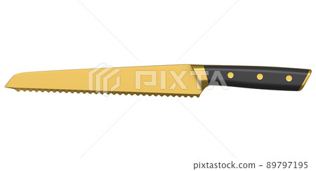 Chef's kitchen knife with a wooden handle isolated on white background. 89797195