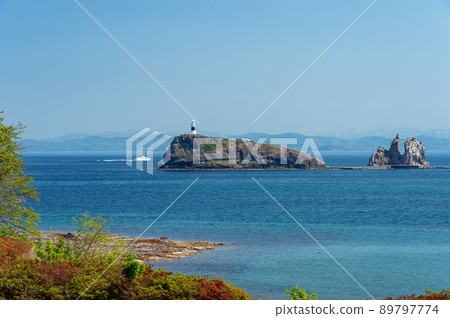 [Wakinosawa Taijima, Shimokita Peninsula, Aomori Prefecture] The uninhabited island that resembles a sea bream in the Shimokita Geopark is called Taijima. 89797774