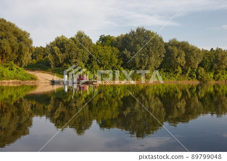 Cable ferry for cars on a river Cable ferry for cars on a river 89799048
