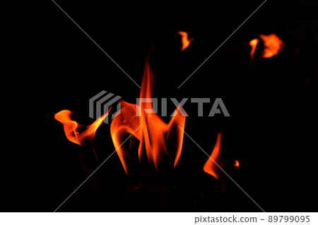 close up fire flames abstract on black background close up fire flames abstract on black background 89799095