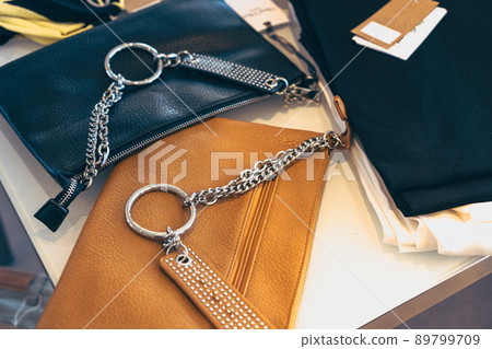 handbag display in fashion shop. women's handbags for sale. Shopping concept 89799709