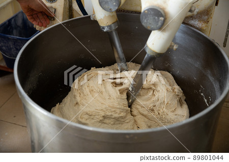 Making bread dough in kneading machine 89801044