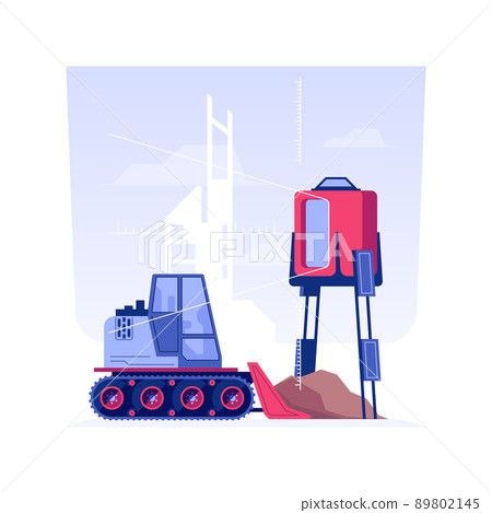 Level construction site isolated concept vector illustration. Usage of level construction during excavation works, residential area building, instrument for vertical surface vector concept. 89802145