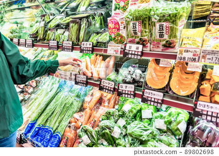 Image cut of a woman buying vegetables at a supermarket Image cut of a woman buying vegetables at a supermarket 89802698