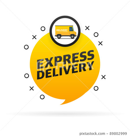 Express delivery service badge. Fast time delivery order with stopwatch on white background. Vector illustration 89802999