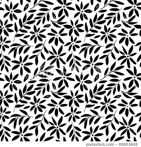 Simple black flowers hand drawn seamless pattern. Simple black flowers hand drawn seamless pattern. 89803688