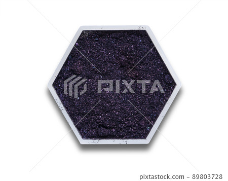 Potassium permanganate in hexagonal molecular shaped container on white background. 89803728