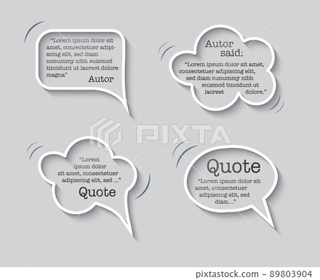 Quote inside speech bubble templates. Quotes and speech boxes isolated on gray background. Vector design element set. Quote inside speech bubble templates. Quotes and speech boxes isolated on gray background. Vector design element set. 89803904
