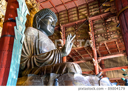 Great bronze Buddha statue in Todaiji Temple, Nara Prefecture, Japan 89804179