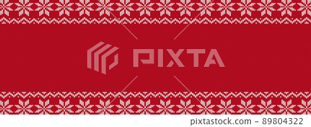 Background material of Nordic pattern knit fabric / red (horizontal for banners) 89804322