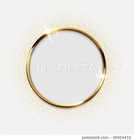 Golden sparkling ring with glitter isolated on white background. Vector luxury golden frame. Golden sparkling ring with glitter isolated on white background. Vector luxury golden frame. 89804458