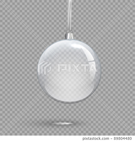 Transparent Christmas ball isolated on transparent background. Vector holiday design element. 89804480