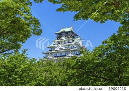 View from Osaka Castle Nishinomaru Garden (early summer 2022, fresh green season) 89804918