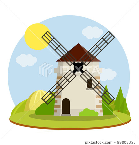 Cartoon flat illustration - old countryside Cartoon flat illustration - old countryside 89805353
