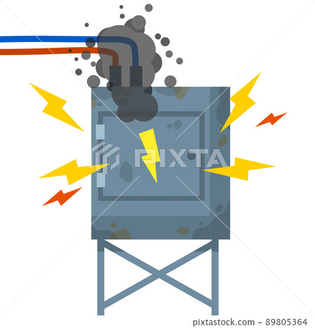 Damaged Switchboard. Cartoon flat illustration 89805364