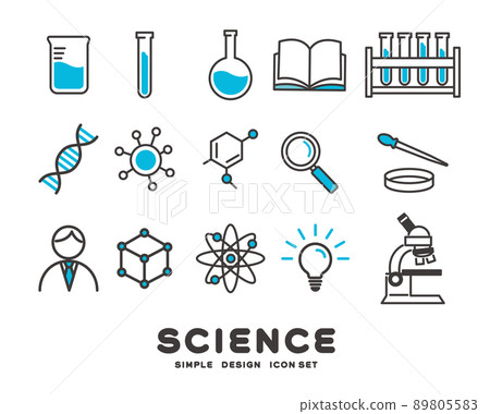 簡單易用的科學和化學圖標矢量圖解材料/科學/科學 89805583