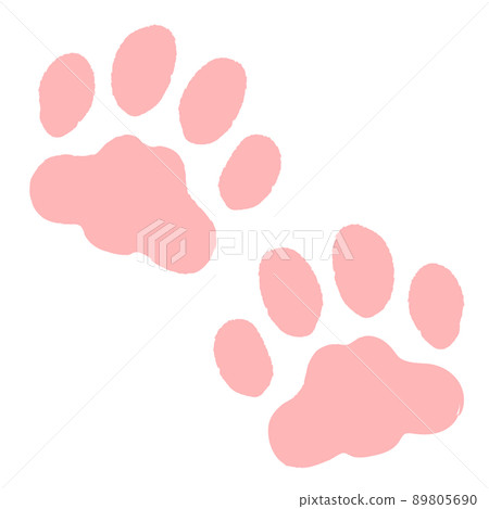 Hand-painted style-two cat paws (pink) 89805690