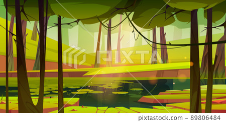 Summer forest with swamp or pond Summer forest with swamp or pond 89806484