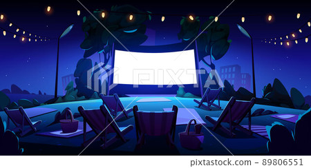 Night open air cinema on lawn in city park Night open air cinema on lawn in city park 89806551