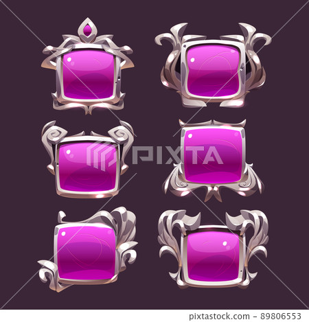 Old pink buttons with metal fantasy frames 89806553