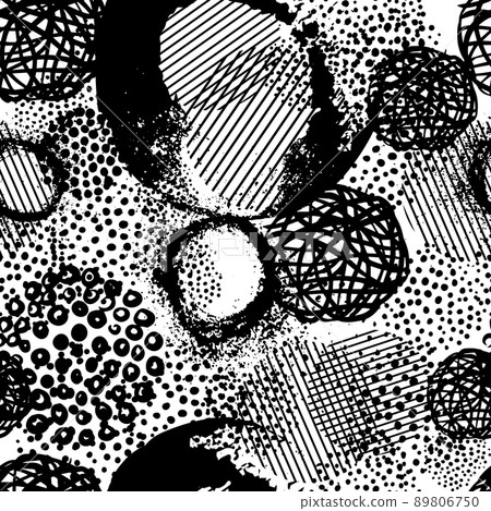 Modern seamless pattern. Seamless monochrome background of blots and graphic elements. dark background. Vector illustration 89806750