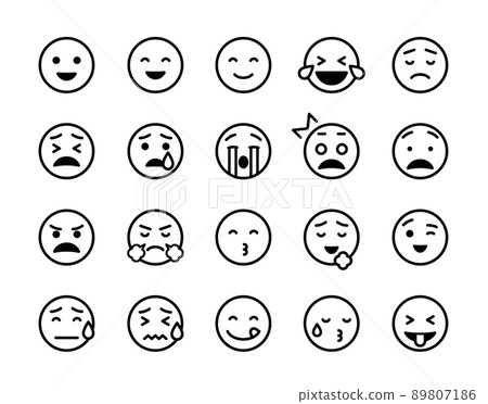 帶有各種面部表情的笑臉表情符號 89807186