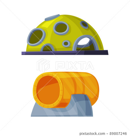 Playground Equipment with Sphere with Holes and Tube for Climbing In Vector Illustration Set 89807246