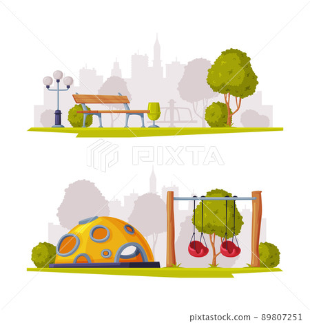 Kids Playground as Urban Summer Public Area for Playing Vector Illustration Set Kids Playground as Urban Summer Public Area for Playing Vector Illustration Set 89807251