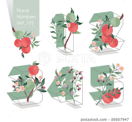 Vector illustration of floral numbers... - Stock Illustration [89807947 ...