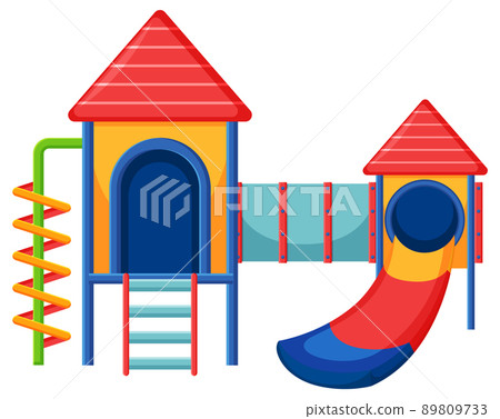 A children playground slide set on white background A children playground slide set on white background 89809733