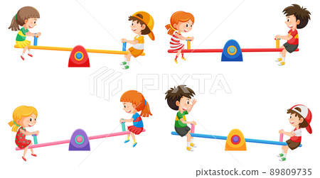 Simple children seesaw on white background Simple children seesaw on white background 89809735