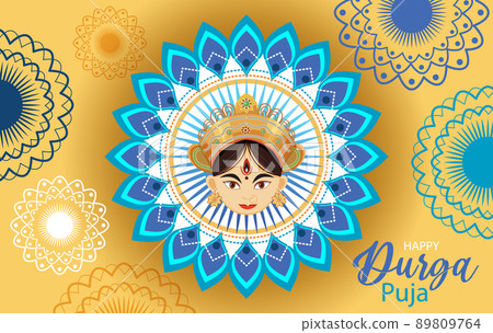 Durga Puja Indian festival banner 89809764