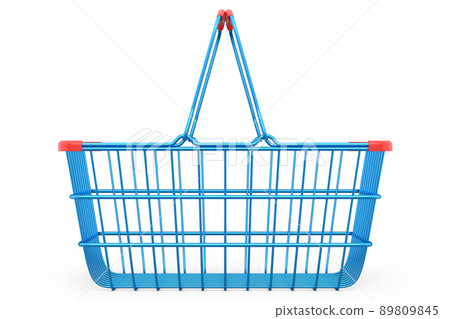 Metal wire shopping basket from supermarket on white background. 3d render concept of online shopping andblack friday sale Metal wire shopping basket from supermarket on white background. 3d render concept of online shopping andblack friday sale 89809845