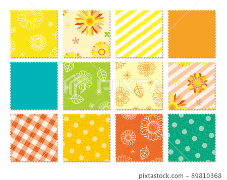 圖案圖案拼布剪裁面料風格套裝向日葵夏日廣場 圖案圖案拼布剪裁面料風格套裝向日葵夏日廣場 89810368