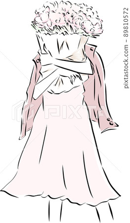 A woman holding a bouquet A woman holding a bouquet 89810572